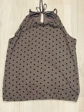 EXPRESS Brown Polka Dot Halter Top Size M Flowy Blouse